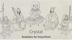  Presentation with chinese chinese - Cool new slide deck with five-chinese-talismans-old-illustration backdrop and a light gray colored foreground