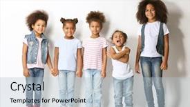  Presentation with cute - Slides consisting of five cute african girls posing background and a light blue colored foreground