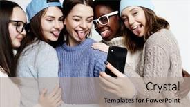  Presentation with united nation organization - Slides consisting of five different nation girls dressed background and a coral colored foreground