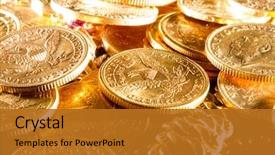  Presentation with gold - Presentation theme consisting of five dollars gold coins usd background and a gold colored foreground