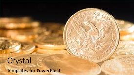  Presentation with gold coins and jewelry - Colorful slide set enhanced with five dollars gold coins usd backdrop and a yellow colored foreground