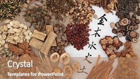  Presentation with chinese calligraphy - Presentation theme consisting of five elements chinese calligraphy script background and a coral colored foreground