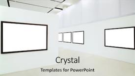  Presentation with museum - Presentation theme enhanced with five empty frames background and a light gray colored foreground