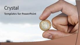  Presentation with five senses - Cool new theme with five euro coin between fingers backdrop and a  colored foreground