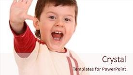  Presentation with sport - Cool new PPT theme with five fingers - boy in sport sweater shout backdrop and a lemonade colored foreground