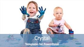  Presentation with painting old - PPT theme with five fingers - cute 5 years old boy background and a teal colored foreground