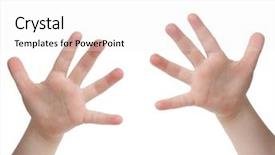  Presentation with finger - PPT layouts having five fingers - little child hand with ten background and a white colored foreground