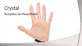  Presentation with paper making - Colorful theme enhanced with five fingers - woman hand making sign backdrop and a sky blue colored foreground