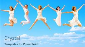  Presentation with flying angels - Beautiful PPT theme featuring five flying angels backdrop and a light blue colored foreground