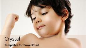  Presentation with body systems organization - Colorful presentation design enhanced with five forces - child skin body backdrop and a coral colored foreground