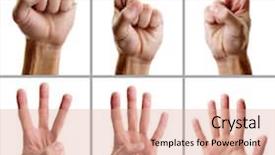  Presentation with different - Theme enhanced with five forces - collage of male hand showing background and a coral colored foreground