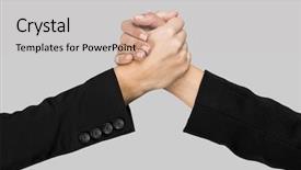  Presentation with gray - PPT layouts with five forces - greeting hands over a gray background and a light gray colored foreground