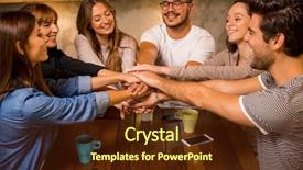  Presentation with joint venture hand together - Beautiful slides featuring five forces - group of friends joining their backdrop and a tawny brown colored foreground