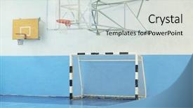  Presentation with sport - Presentation having five forces - interior of a sport games background and a light gray colored foreground