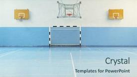  Presentation with sport - Presentation theme enhanced with five forces - interior of a sport games background and a light blue colored foreground