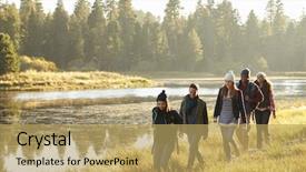  Presentation with friends - Cool new presentation theme with five friends walking backdrop and a yellow colored foreground