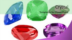  Presentation with gems - Cool new presentation theme with five gems isolated on white backdrop and a seafoam green colored foreground