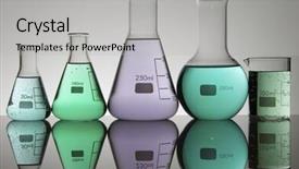  Presentation with laboratory - Beautiful presentation theme featuring symmetry chemistry - five glasses laboratory backdrop and a light gray colored foreground