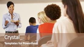  Presentation with african american in computer class business - Slide set featuring five grade - african american teacher teaching background and a  colored foreground