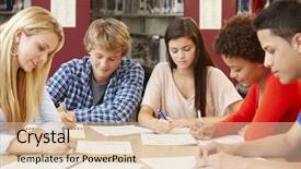  Presentation with working together - Slide deck consisting of five grade - group of students working together background and a lemonade colored foreground