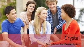  Presentation with multi racial - PPT theme having five grade - multi racial student group sitting background and a red colored foreground