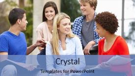  Presentation with racial - Presentation design consisting of five grade - multi racial student group sitting background and a light blue colored foreground