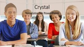  Presentation with multi racial - Amazing PPT theme having five grade - multi racial teenage pupils backdrop and a coral colored foreground