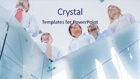  Presentation with railing - Slides featuring globalization - businesswoman in global business concept background and a ocean colored foreground