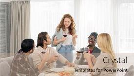  Presentation with intercultural - PPT layouts consisting of five-happy-intercultural-friends background and a coral colored foreground