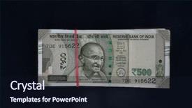  Presentation with indian - Slide deck featuring five hundred indian rupee notes background and a wine colored foreground