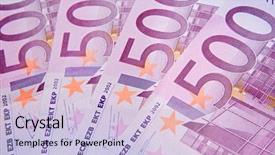  Presentation with money notes - Slides with five hundred of euro background and a light blue colored foreground