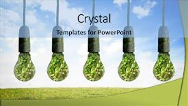  Presentation with light hanging - PPT theme enhanced with five light bulbs hanging background and a  colored foreground