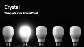  Presentation with light bulbs - Colorful slide set enhanced with five light bulbs in line backdrop and a black colored foreground