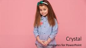  Presentation with long hair - Beautiful PPT layouts featuring five looks - portrait of cute schoolgirl 5-6 backdrop and a coral colored foreground