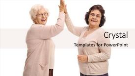  Presentation with two black women - PPT layouts featuring five looks - two elderly women high-fiving each background and a lemonade colored foreground