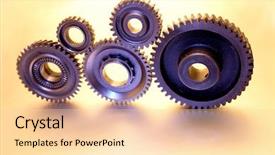  Presentation with together - Beautiful presentation design featuring five metal gears together backdrop and a lemonade colored foreground