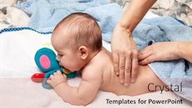  Presentation with massage therapy - Cool new PPT theme with five-month-baby-girl-receiving backdrop and a coral colored foreground