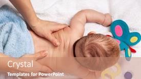  Presentation with massage therapy - Slides enhanced with five-month-baby-girl-receiving background and a coral colored foreground