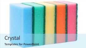  Presentation with sponges - Presentation theme with five multi-colourful kitchen sponges for ware washing background and a arctic colored foreground