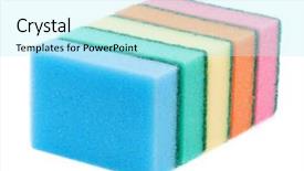  Presentation with sponges - Theme with five multi-colourful kitchen sponges for ware washing background and a arctic colored foreground