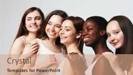  Presentation with african american girls - PPT layouts having five-multiracial-african-american-european background and a coral colored foreground