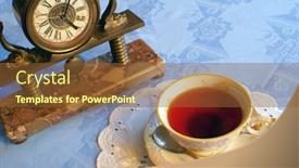  Presentation with tea - Beautiful slide set featuring five o'clock tea backdrop and a tawny brown colored foreground