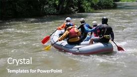  Presentation with rafting - PPT theme having five people in a rafting background and a gray colored foreground