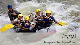  Presentation with rafting - PPT layouts consisting of five people whitewater rafting background and a light gray colored foreground