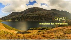  Presentation with ponds - Cool new theme with five-ponds-valley-tatra-mountains backdrop and a tawny brown colored foreground