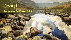  Presentation with ponds - Presentation theme featuring five ponds valley tatra mountains poland background and a tawny brown colored foreground