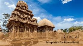  Presentation with hindu - Theme consisting of five-rathas-ancient-hindu-monolithic and a gold colored foreground