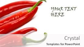  Presentation with red chilly - Presentation enhanced with five red chilly peppers closeup on white background with sample text background and a white colored foreground