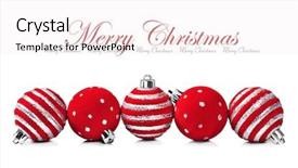  Presentation with christmas red - Presentation design enhanced with five red christmas decoration ball background and a sky blue colored foreground