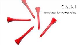  Presentation with red and gold - PPT layouts consisting of five red golf tees isolated background and a  colored foreground
